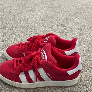 adidas Campus Red and White Suede Sneakers